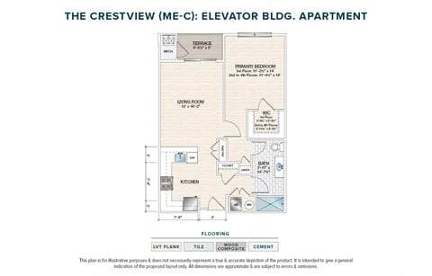 Floor plan for 1 bed, 1 bath, 788 sqft